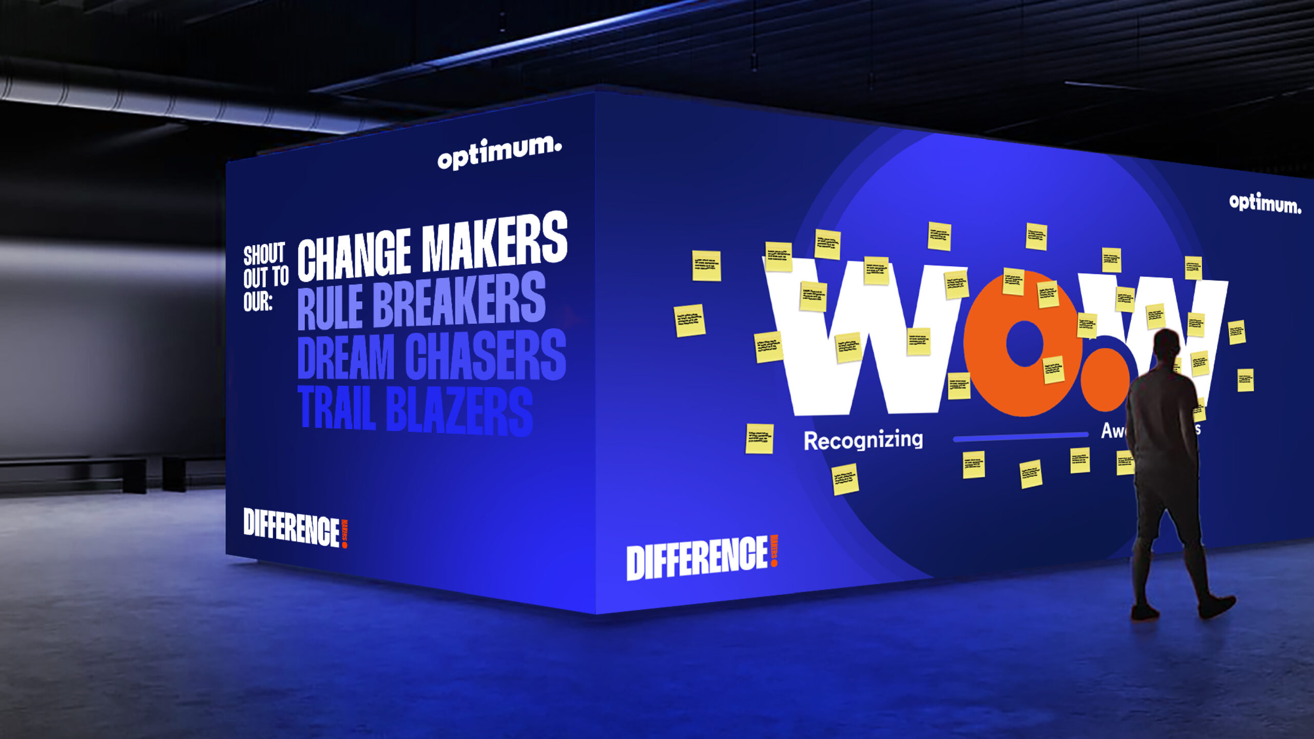 Optimum 'Wow' exhibition stand with a large display wall