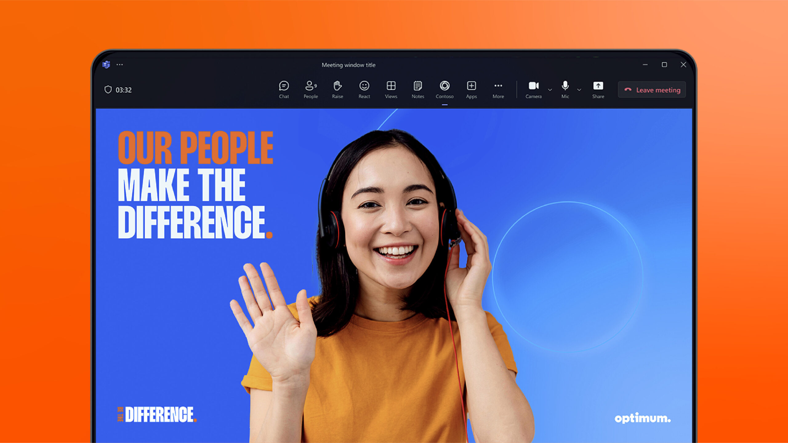 Optimum ad of a smiling woman with the line 'Our people make the difference'