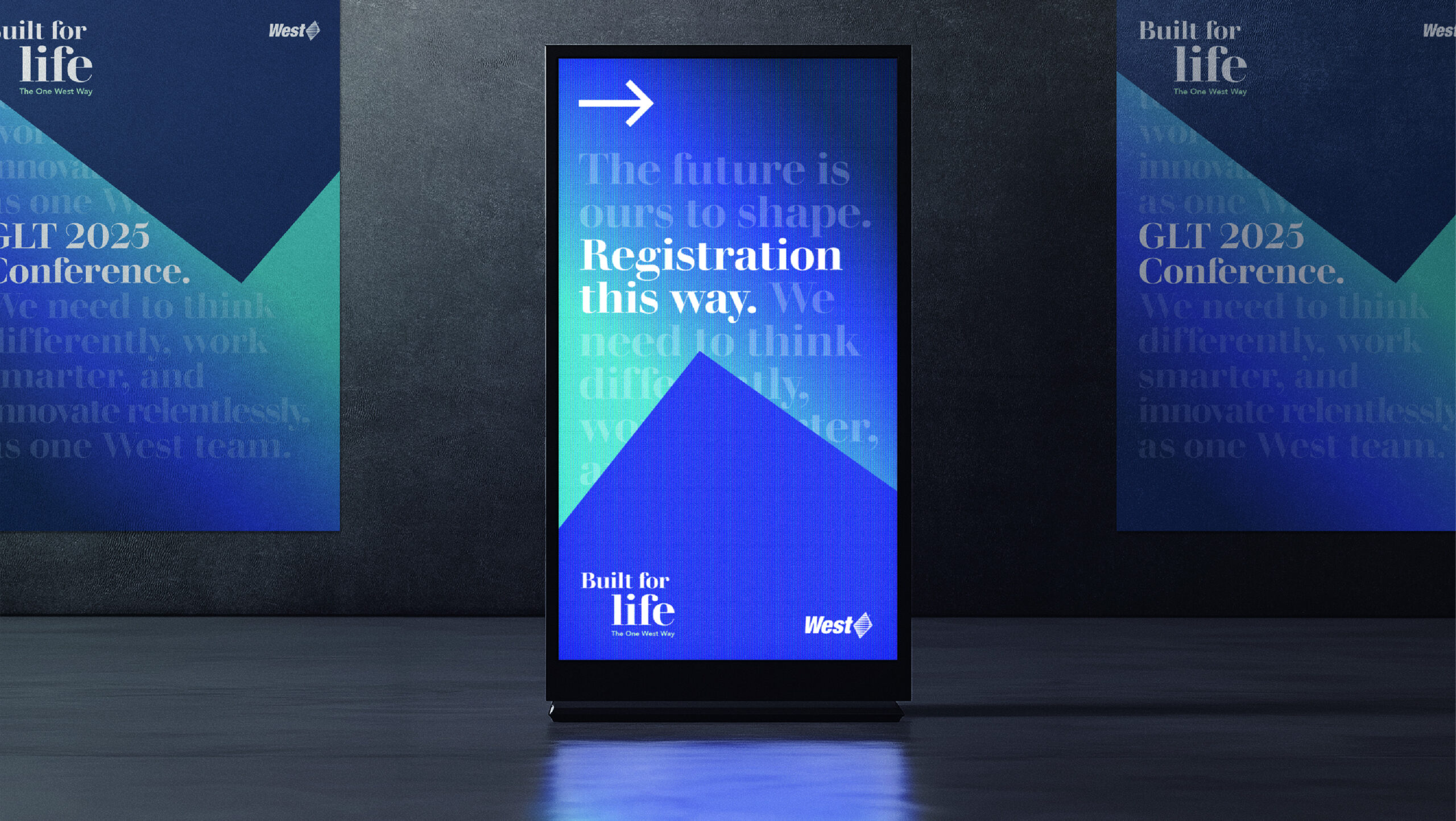 Registration signage for West's GLT 2025 conference