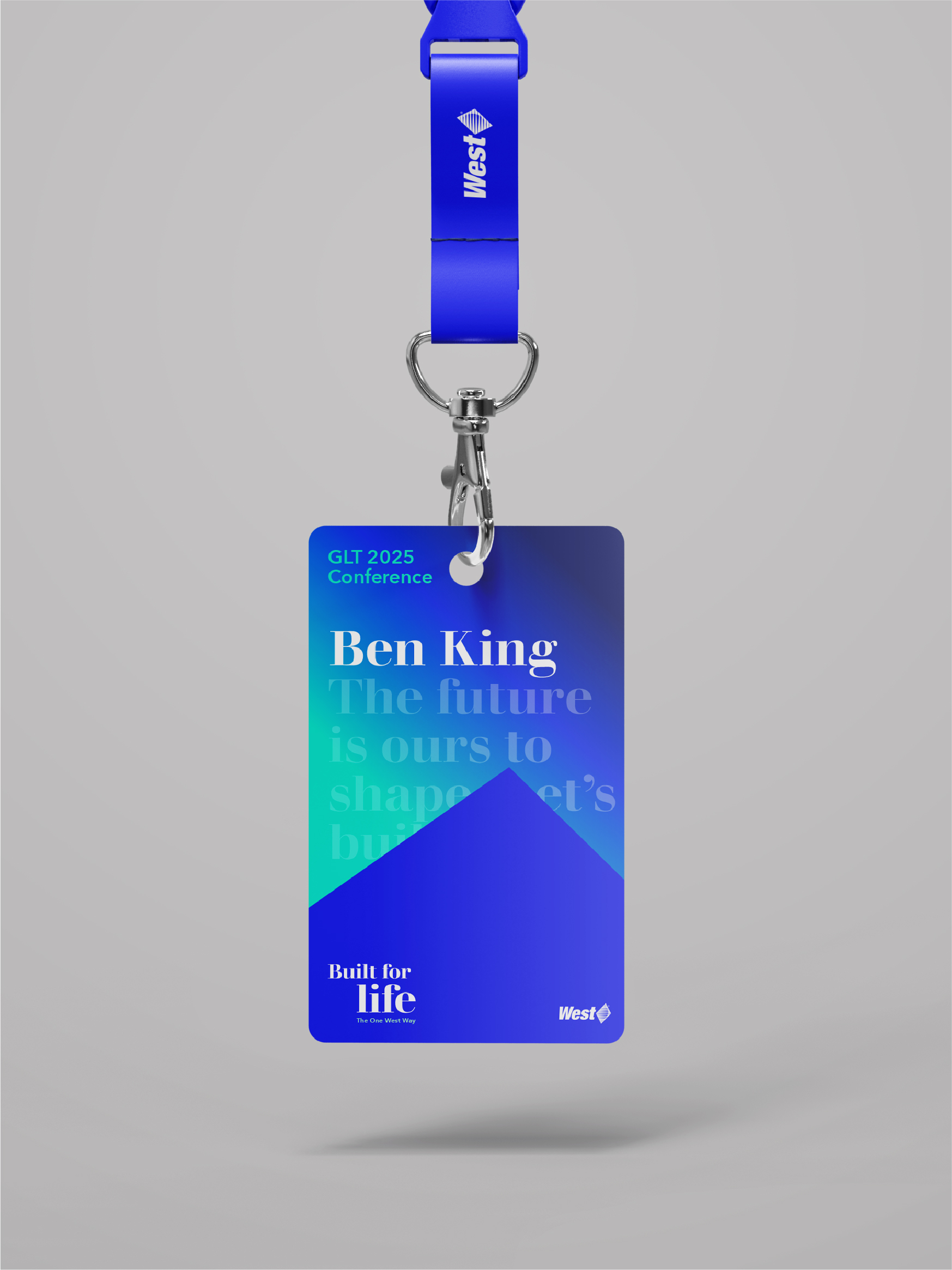 West GLT 2025 conference lanyard and badge