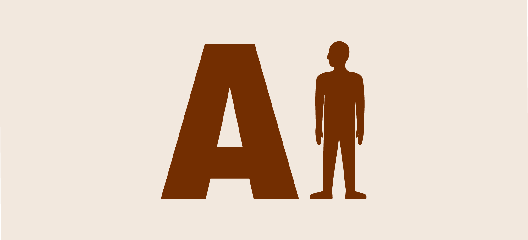 Illustration of the letters AI beside a human figure